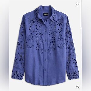 Collection classic-fit eyelet shirt in linen